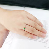 High polished (no plating) Stainless Steel Ring with Synthetic in Emerald