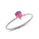 High polished (no plating) Stainless Steel Ring with AAA Grade CZ in Ruby
