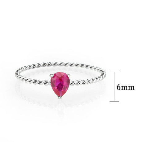 High polished (no plating) Stainless Steel Ring with AAA Grade CZ in Ruby