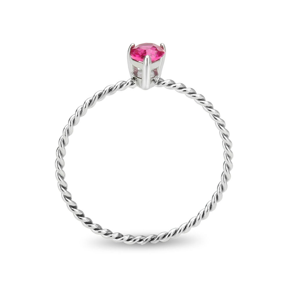 High polished (no plating) Stainless Steel Ring with AAA Grade CZ in Ruby