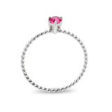 High polished (no plating) Stainless Steel Ring with AAA Grade CZ in Ruby