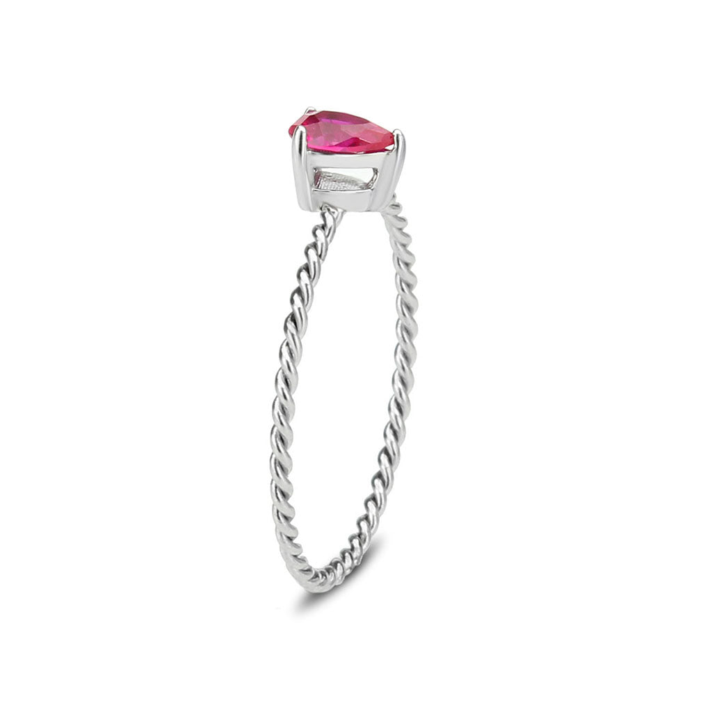 High polished (no plating) Stainless Steel Ring with AAA Grade CZ in Ruby