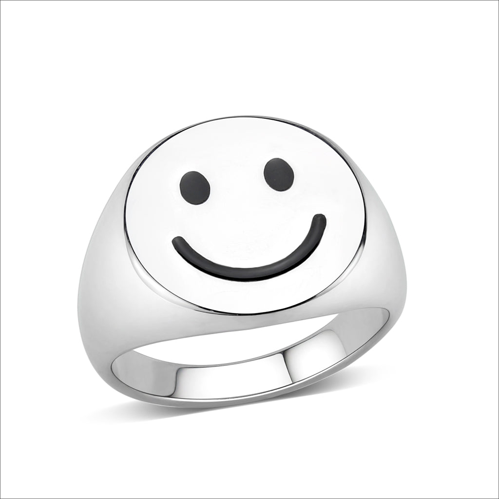 High polished (no plating) Stainless Steel Ring with Epoxy in No Stone