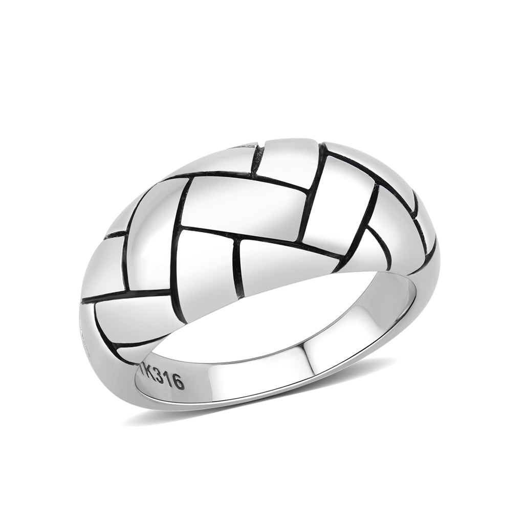 High polished (no plating) Stainless Steel Ring with Epoxy in No Stone