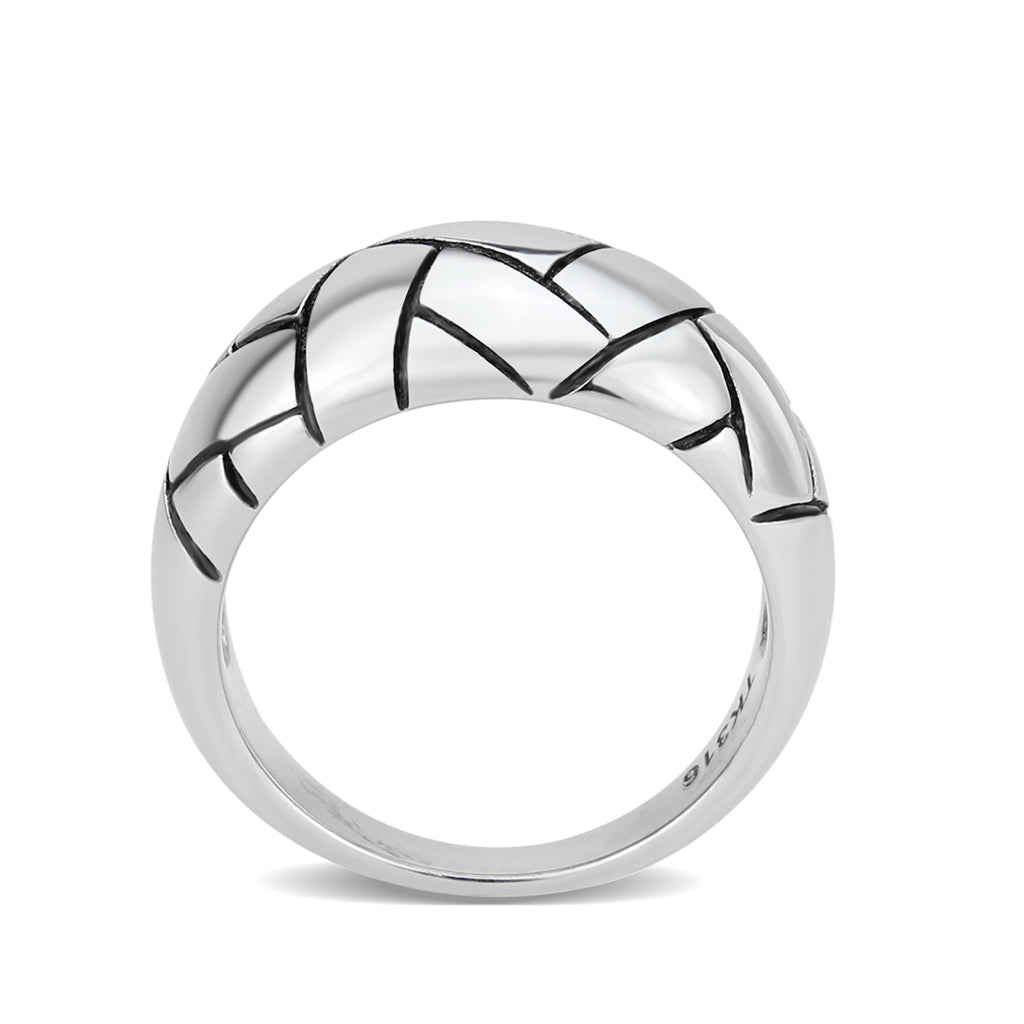 High polished (no plating) Stainless Steel Ring with Epoxy in No Stone