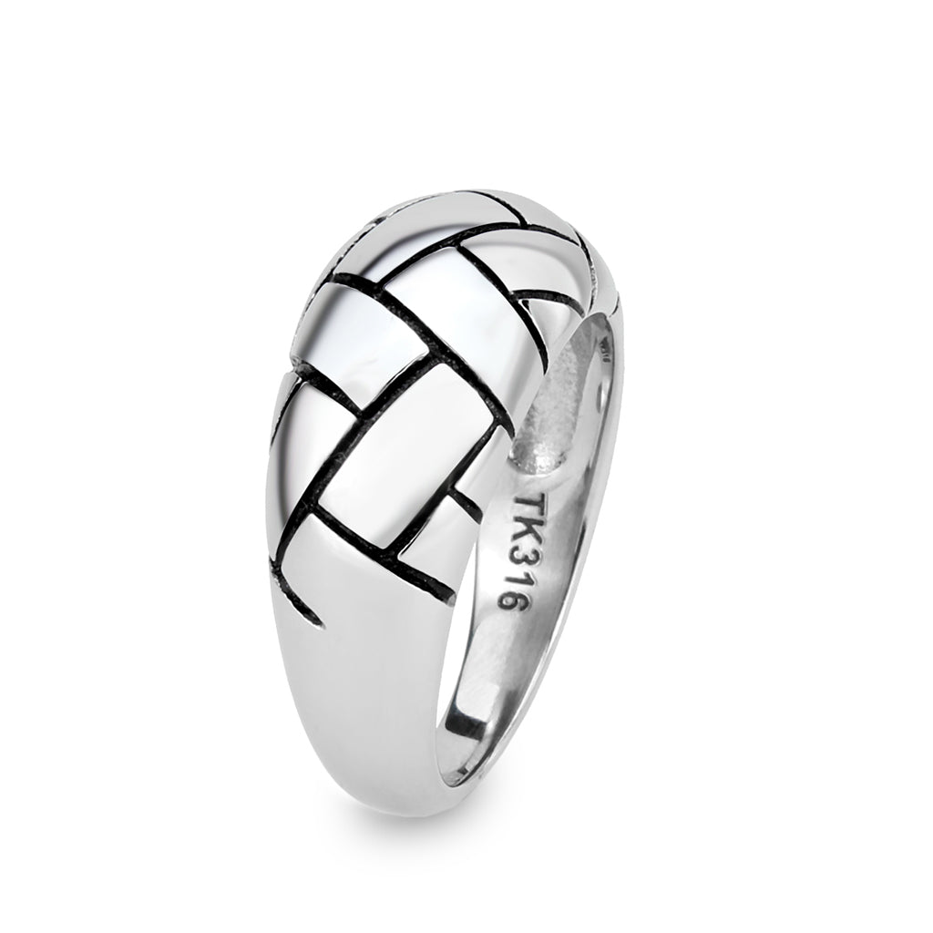 High polished (no plating) Stainless Steel Ring with Epoxy in No Stone