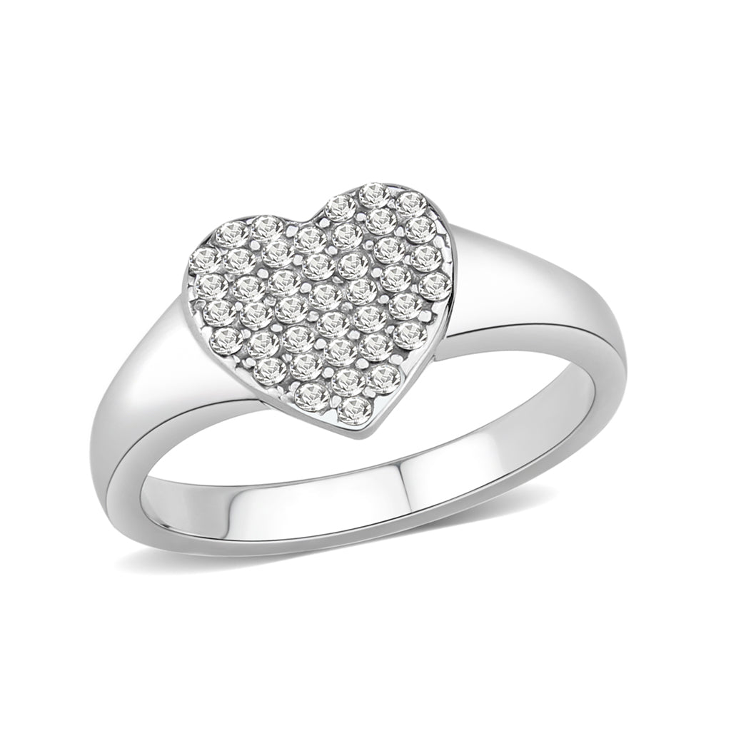 High polished (no plating) Stainless Steel Ring with AAA Grade CZ in Clear