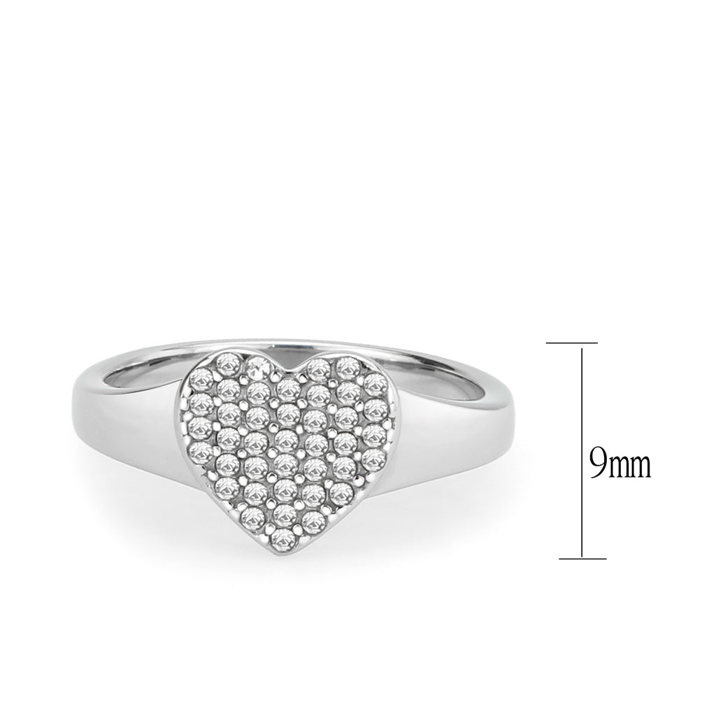 High polished (no plating) Stainless Steel Ring with AAA Grade CZ in Clear