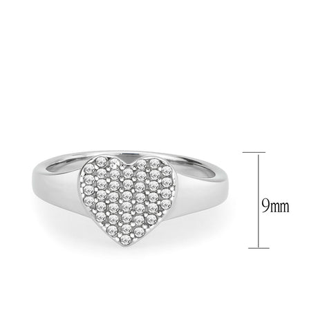 High polished (no plating) Stainless Steel Ring with AAA Grade CZ in Clear
