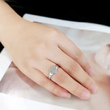 High polished (no plating) Stainless Steel Ring with AAA Grade CZ in Clear