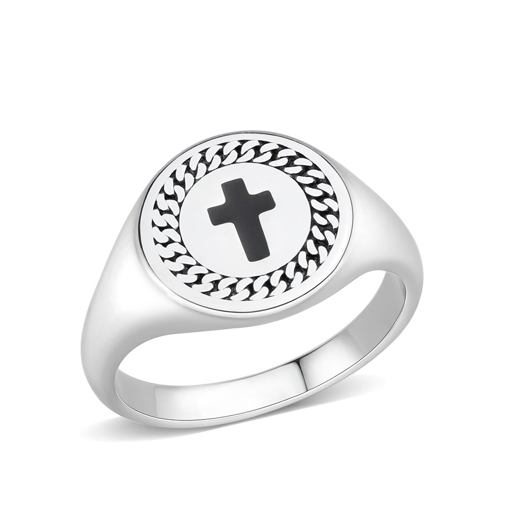 High polished (no plating) Stainless Steel Ring with Epoxy in No Stone