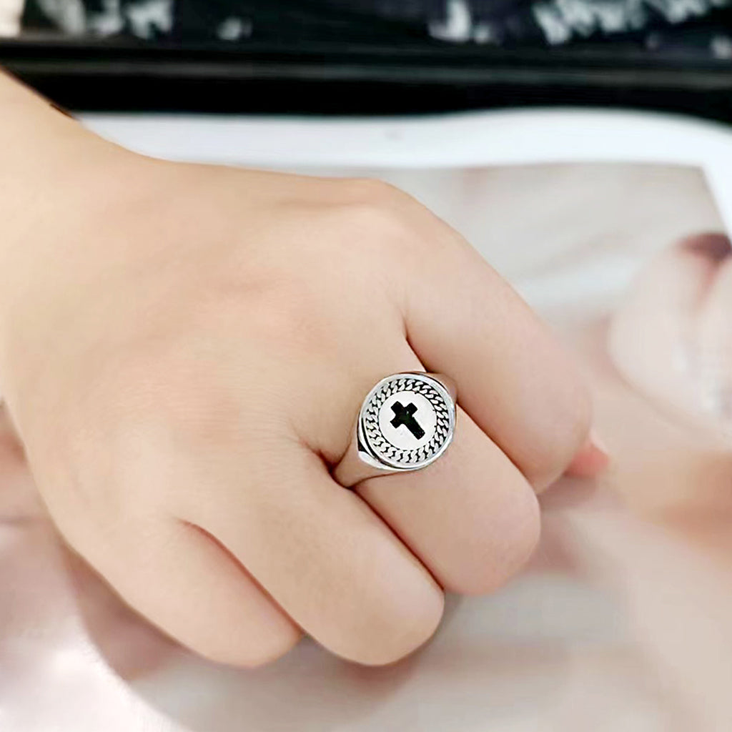 High polished (no plating) Stainless Steel Ring with Epoxy in No Stone