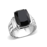 High polished (no plating) Stainless Steel Ring with Synthetic in Jet