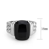 High polished (no plating) Stainless Steel Ring with Synthetic in Jet