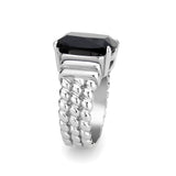 High polished (no plating) Stainless Steel Ring with Synthetic in Jet