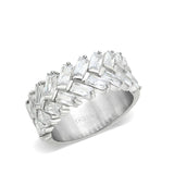 High polished (no plating) Stainless Steel Ring with AAA Grade CZ in Clear
