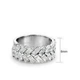 High polished (no plating) Stainless Steel Ring with AAA Grade CZ in Clear