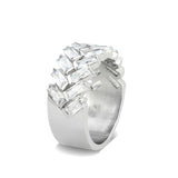 High polished (no plating) Stainless Steel Ring with AAA Grade CZ in Clear