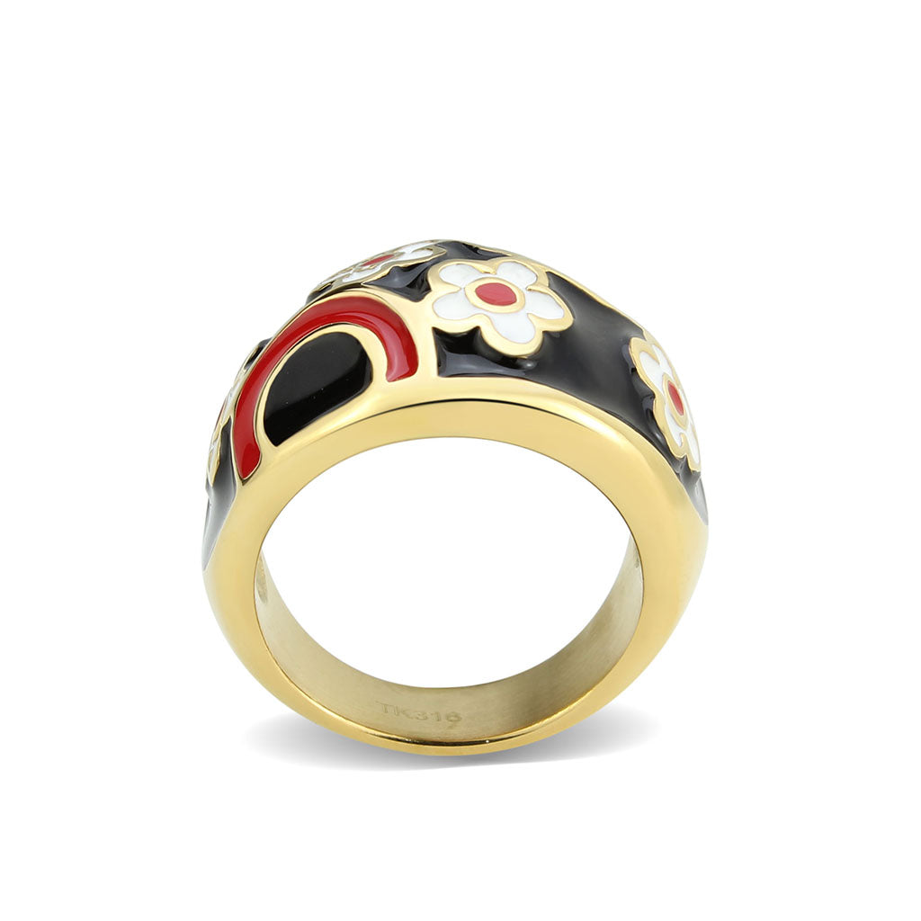 IP Gold(Ion Plating) Stainless Steel Ring with Epoxy in MultiColor