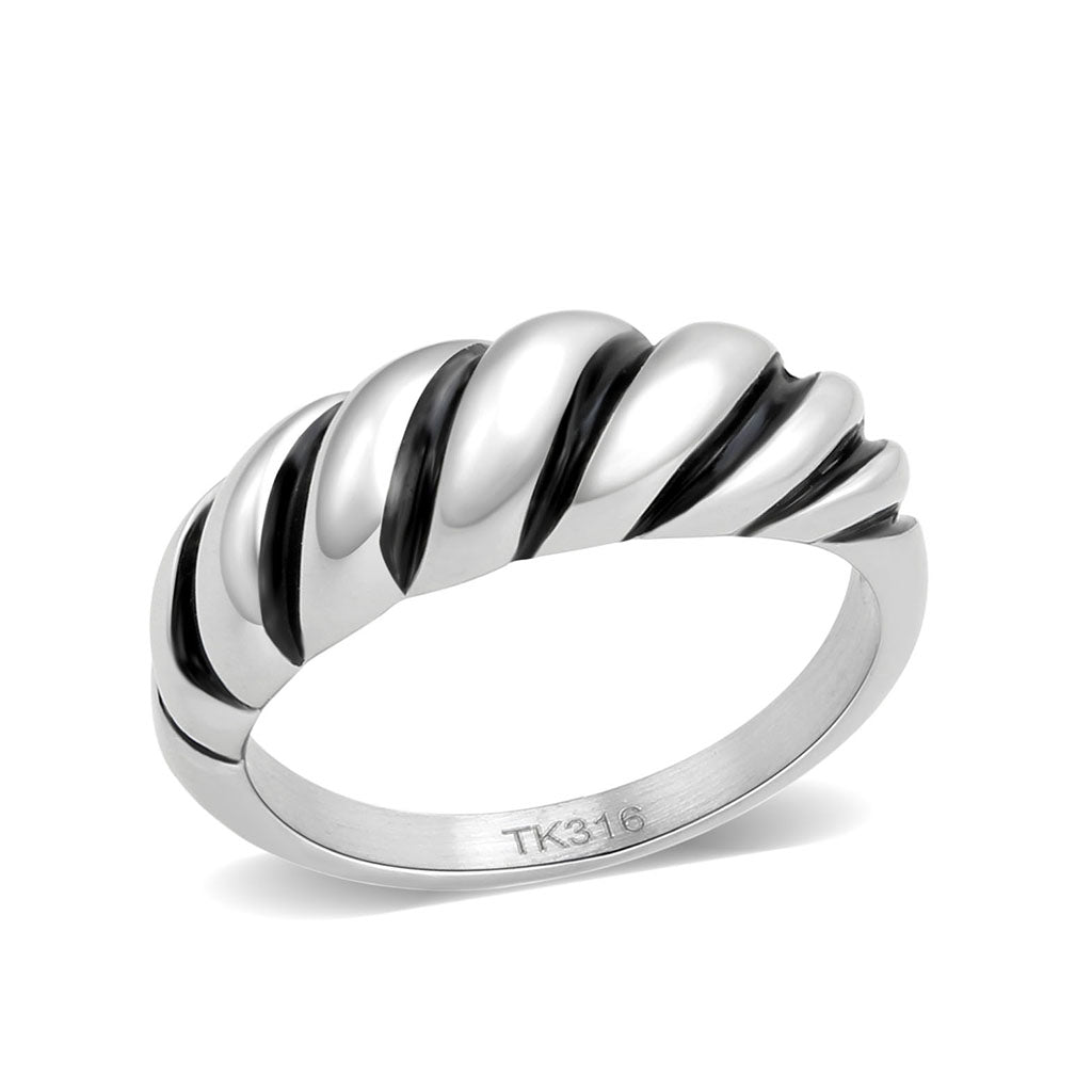 High polished (no plating) Stainless Steel Ring with Epoxy in Jet
