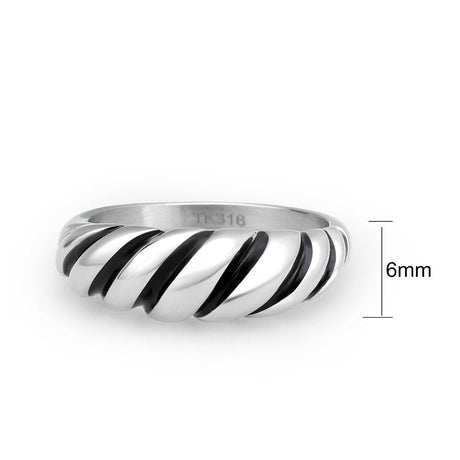 High polished (no plating) Stainless Steel Ring with Epoxy in Jet