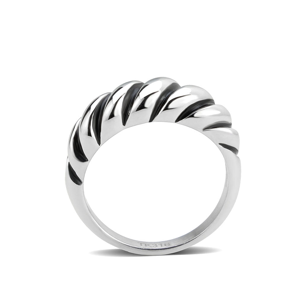 High polished (no plating) Stainless Steel Ring with Epoxy in Jet