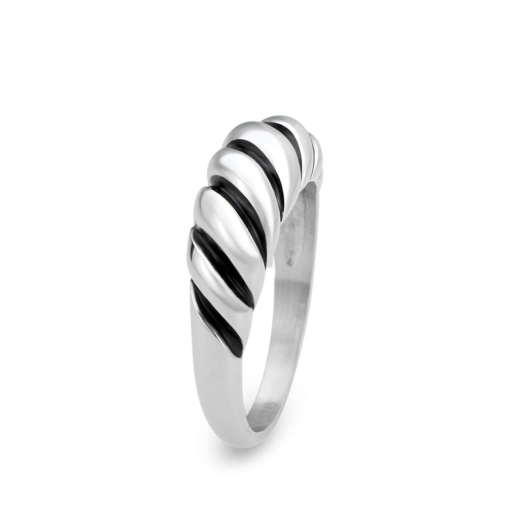 High polished (no plating) Stainless Steel Ring with Epoxy in Jet