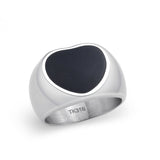 High polished (no plating) Stainless Steel Ring with Epoxy in Jet