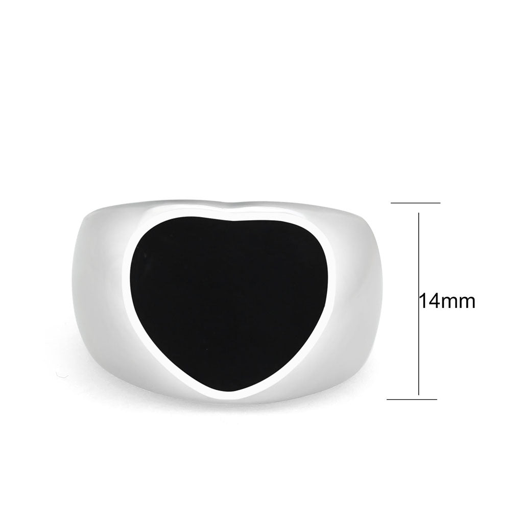 High polished (no plating) Stainless Steel Ring with Epoxy in Jet