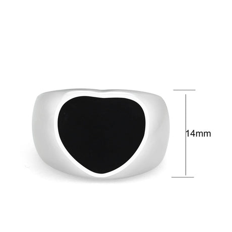 High polished (no plating) Stainless Steel Ring with Epoxy in Jet