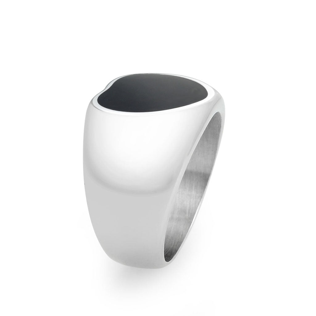 High polished (no plating) Stainless Steel Ring with Epoxy in Jet