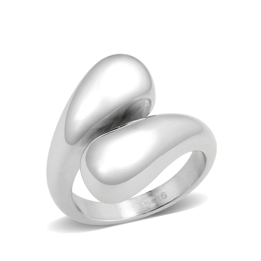 High polished (no plating) Stainless Steel Ring with Epoxy in Jet