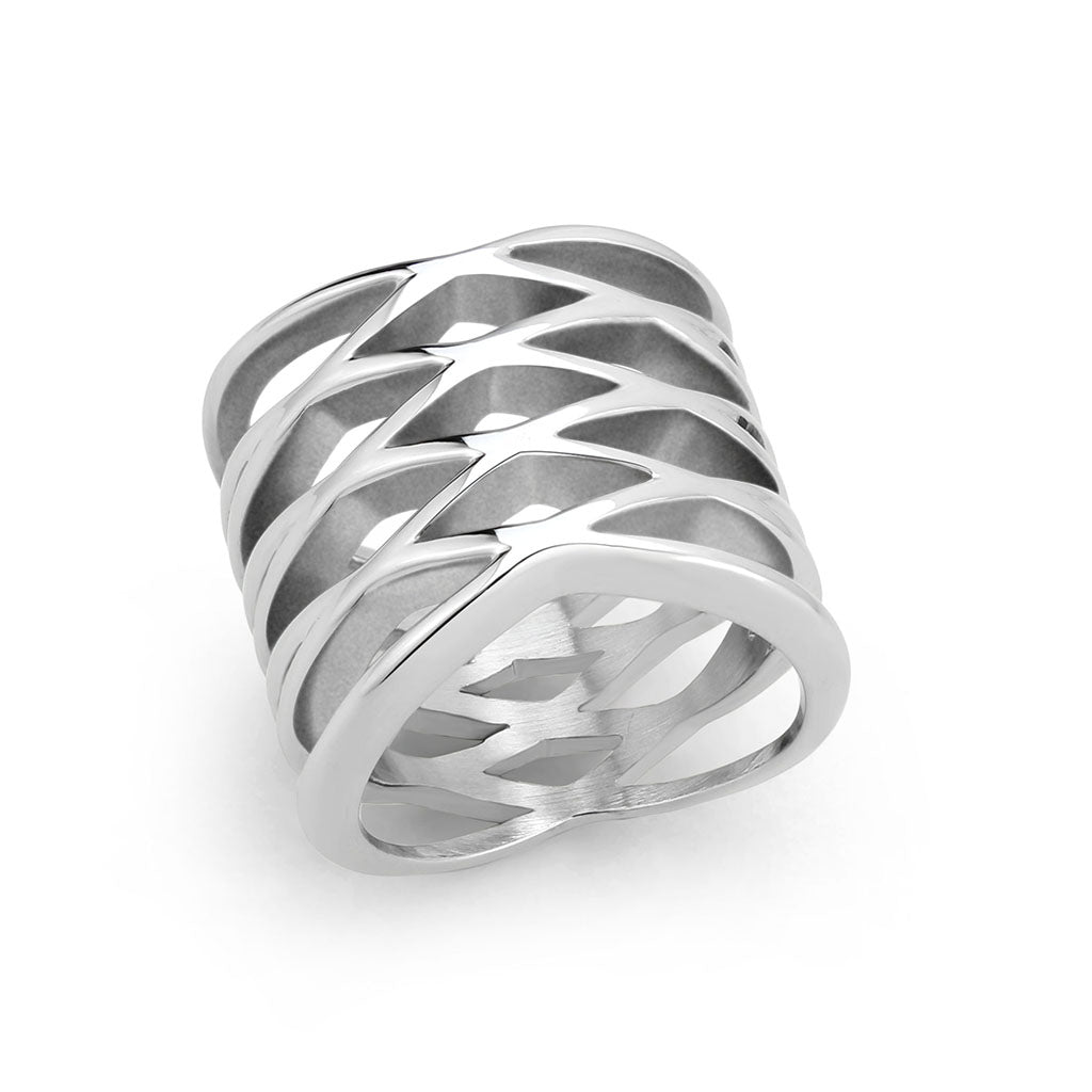 High polished (no plating) Stainless Steel Ring with NoStone in No Stone