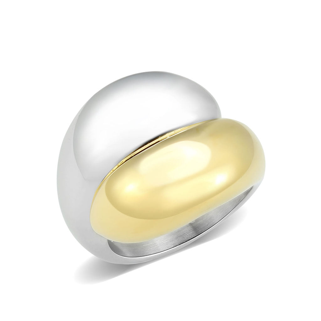 Two Tone IP Gold (Ion Plating) Stainless Steel Ring with NoStone in No Stone