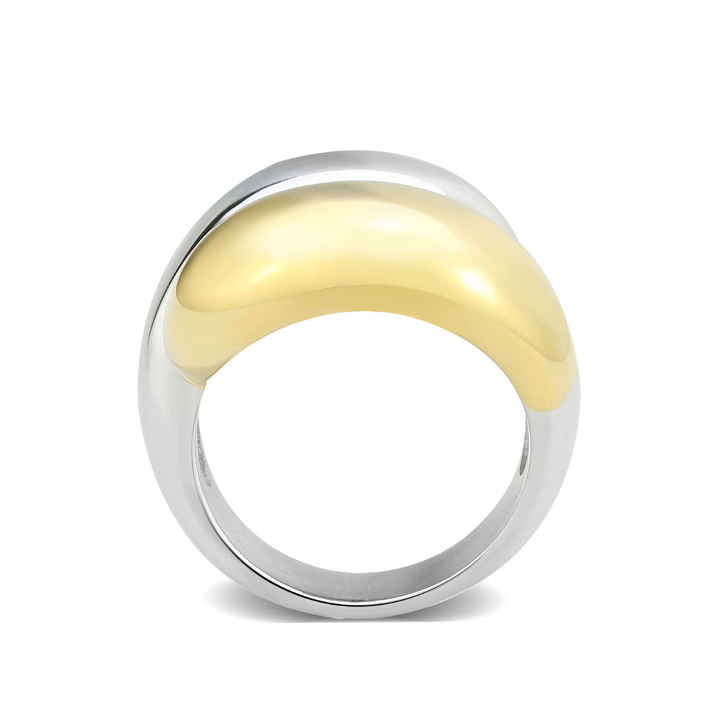 Two Tone IP Gold (Ion Plating) Stainless Steel Ring with NoStone in No Stone