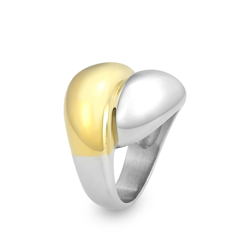 Two Tone IP Gold (Ion Plating) Stainless Steel Ring with NoStone in No Stone