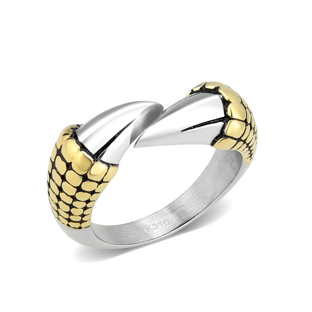 Two Tone IP Gold (Ion Plating) Stainless Steel Ring with Epoxy in Jet