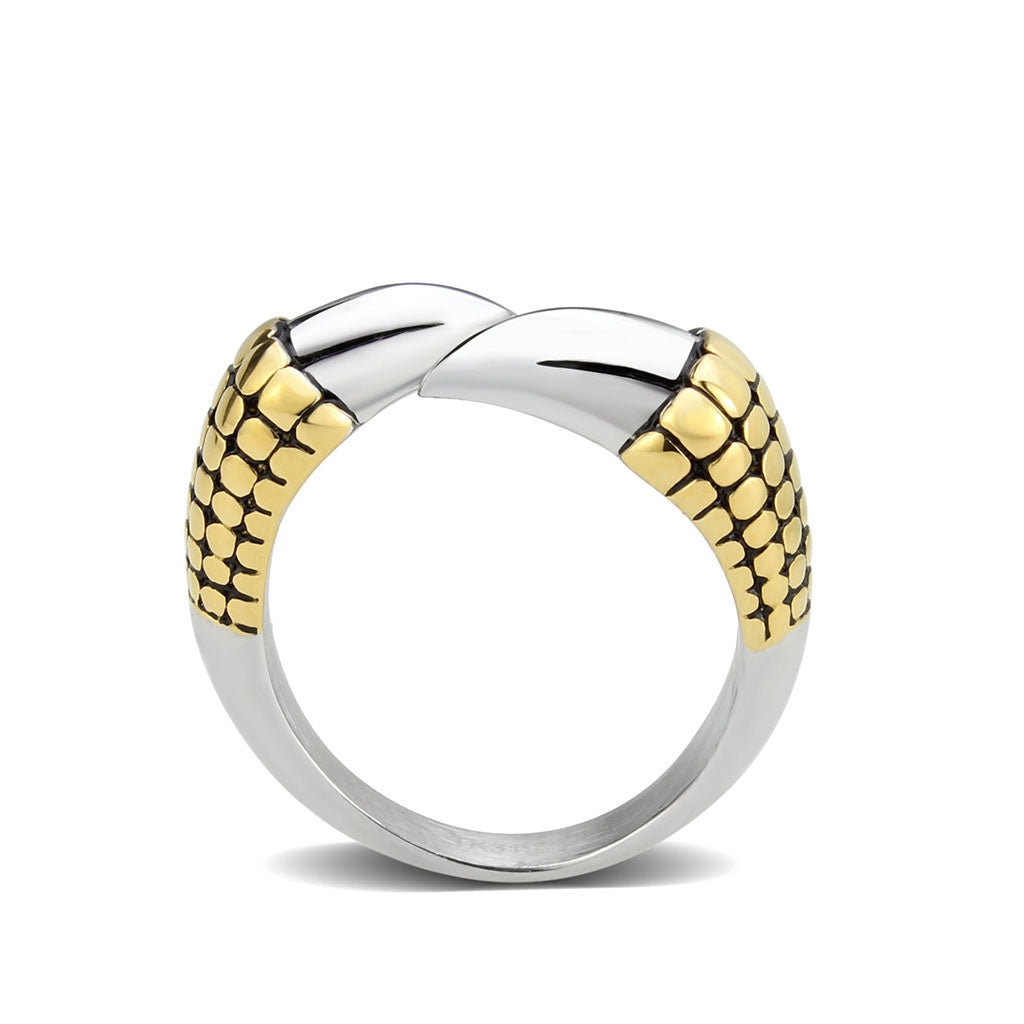 Two Tone IP Gold (Ion Plating) Stainless Steel Ring with Epoxy in Jet