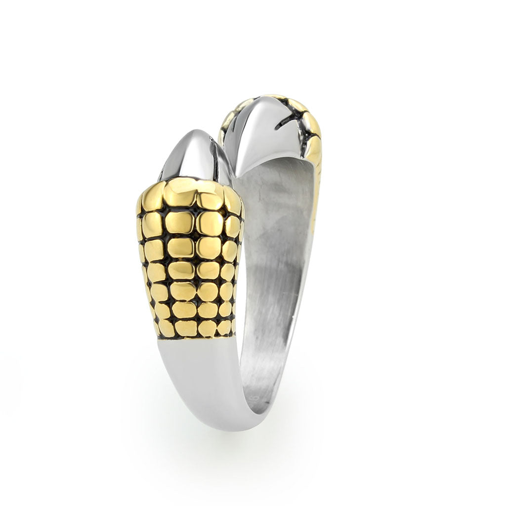 Two Tone IP Gold (Ion Plating) Stainless Steel Ring with Epoxy in Jet