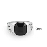 High polished (no plating) Stainless Steel Ring with AAA Grade CZ in Jet
