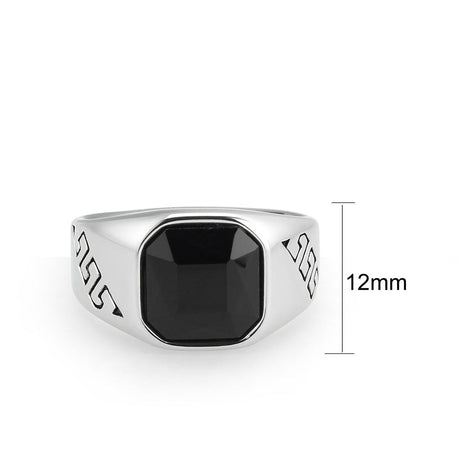 High polished (no plating) Stainless Steel Ring with AAA Grade CZ in Jet