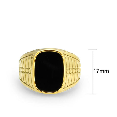 IP Gold(Ion Plating) Stainless Steel Ring with Synthetic in Jet