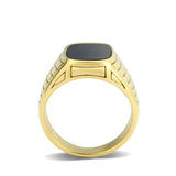 IP Gold(Ion Plating) Stainless Steel Ring with Synthetic in Jet
