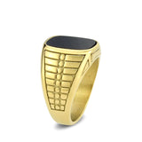 IP Gold(Ion Plating) Stainless Steel Ring with Synthetic in Jet