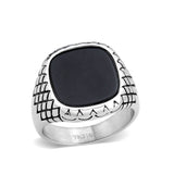 High polished (no plating) Stainless Steel Ring with Synthetic in Jet