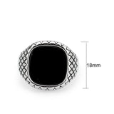 High polished (no plating) Stainless Steel Ring with Synthetic in Jet