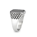 High polished (no plating) Stainless Steel Ring with Synthetic in Jet
