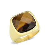 IP Gold(Ion Plating) Stainless Steel Ring with Synthetic in Amber