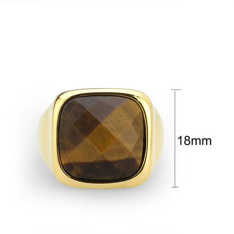 IP Gold(Ion Plating) Stainless Steel Ring with Synthetic in Amber