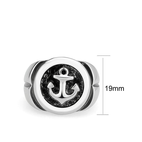 High polished (no plating) Stainless Steel Ring with Epoxy in Jet